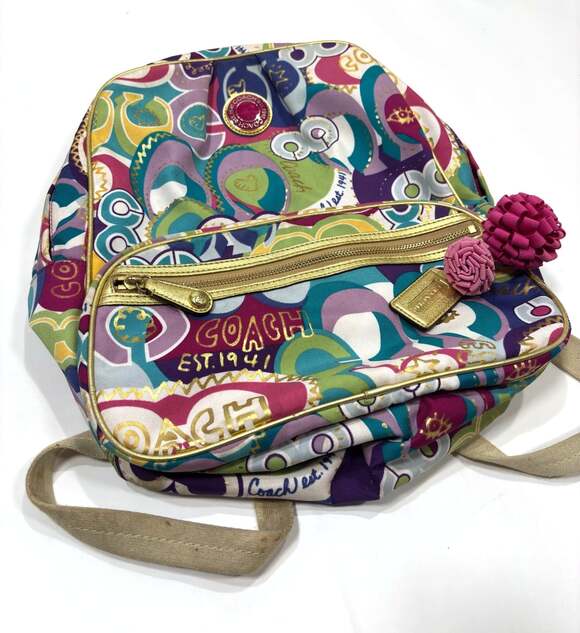 Coach Poppy Pop-C Limited Edition Graffiti Nylon Backpack Colorful Vintage main image 10
